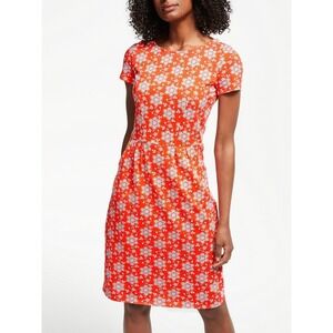 Boden Phoebe Womens 12L Floral Cotton Jersey Short Sleeve Pocket Midi Dress Boho